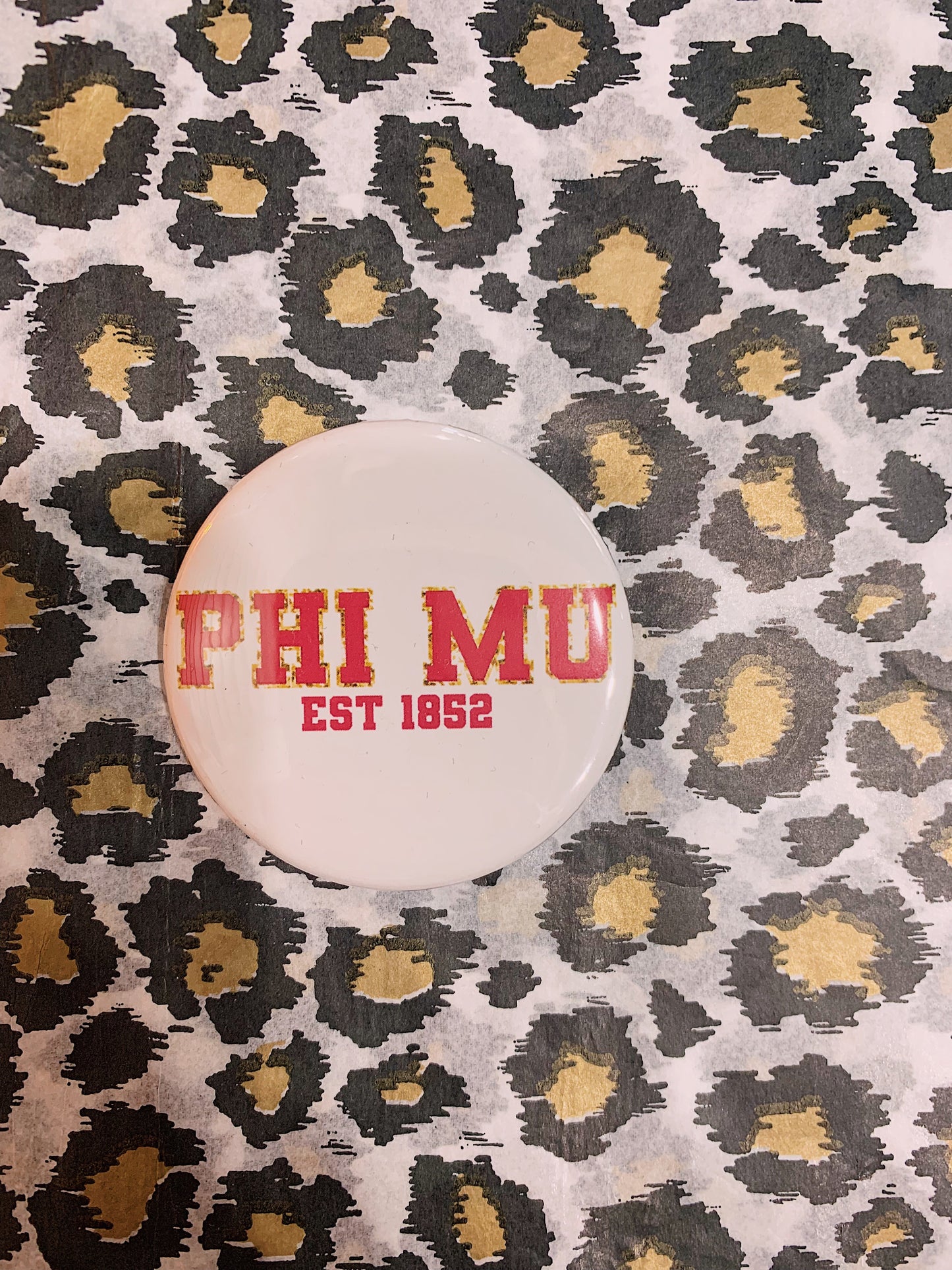 Medium Phi Mu sparkle letter pin