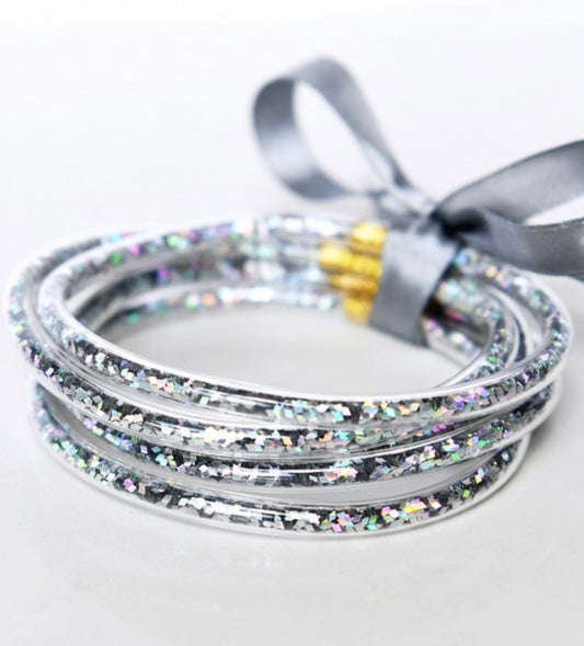 Confetti Tube Bracelets | Grey Multi